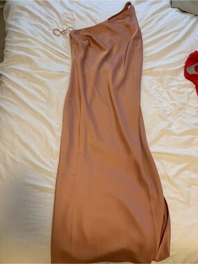 BHLDN One-Shoulder Satin Slip Dress in Dusty Rose